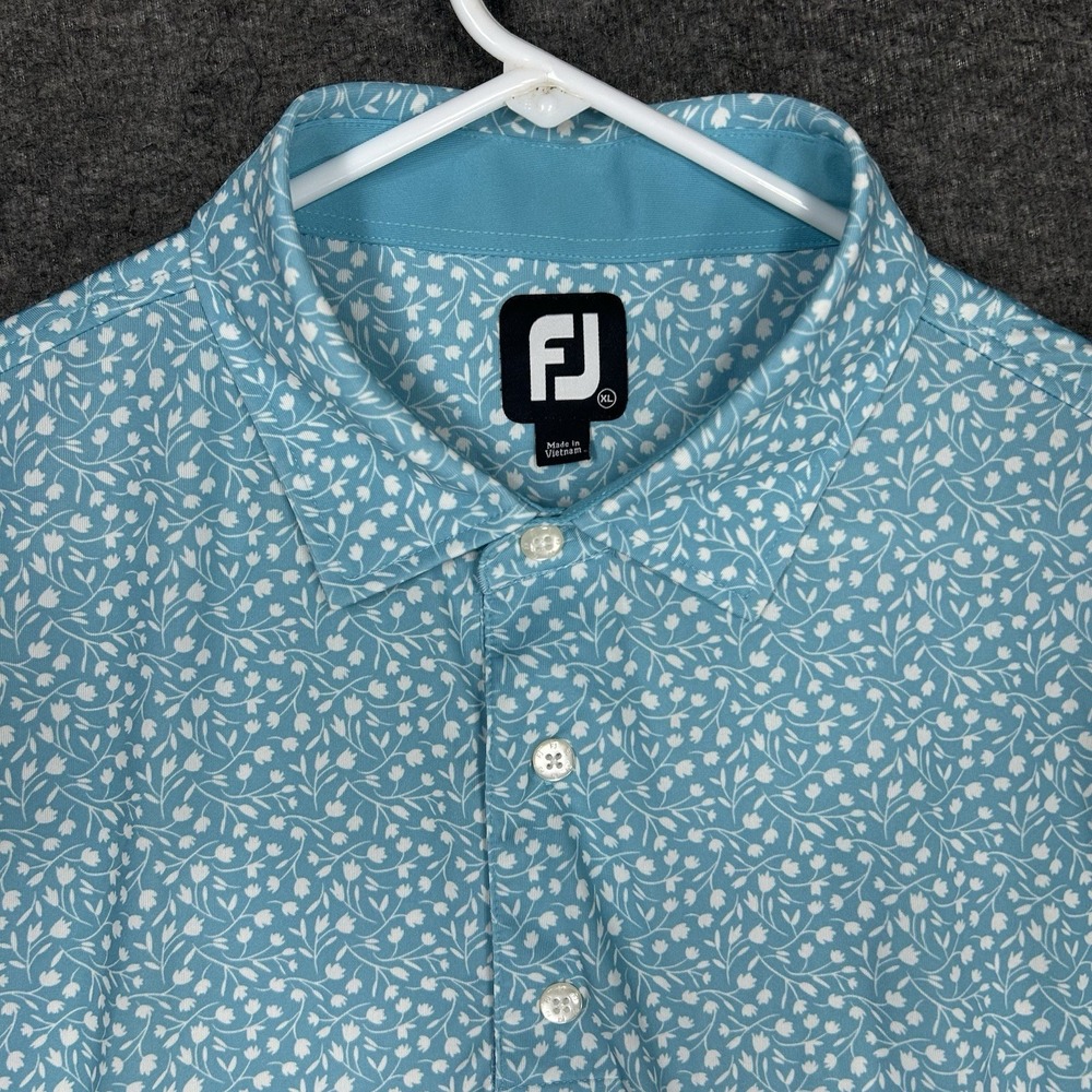 FootJoy Golf‎ Polo Shirt Mens XL Blue Floral Performance Texas Star Golf Course